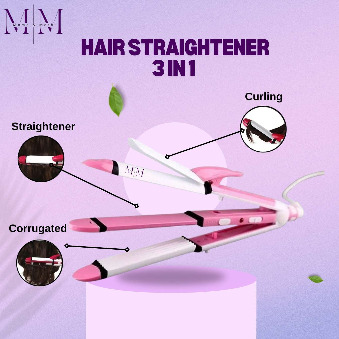 3 in 1 Hair Straightener - Hair curler - Hair Roller - Professional Hair Straightener Crimping with 360° Swivel Cord Perfect for All Hair Type